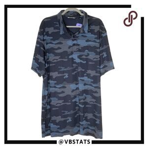 TravisMathew Men's Blue & Gray Camo Polo